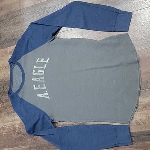 American Eagle Thermal Shirt Gray Blue Men's Size Medium